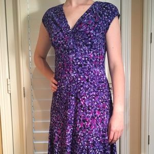 Chaps Blue/Purple Dress with Cap Sleeves